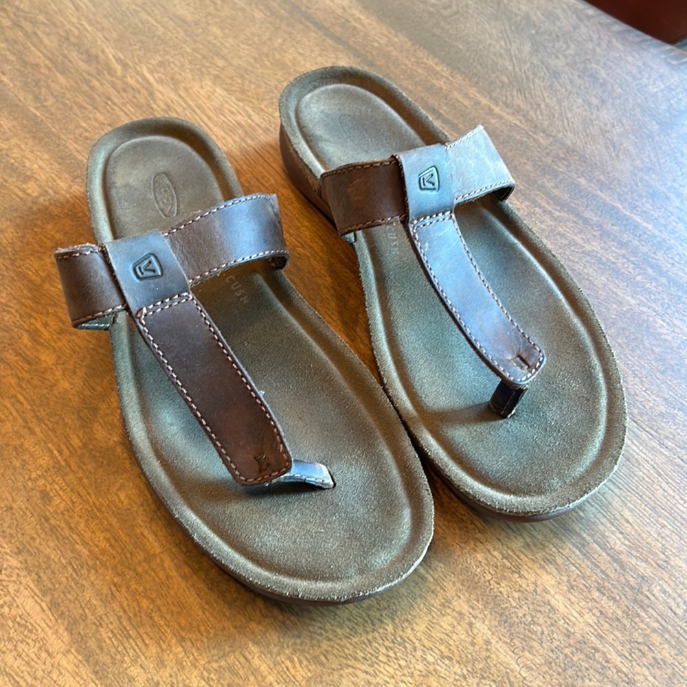 Keen Brown Leather Thong Sandals